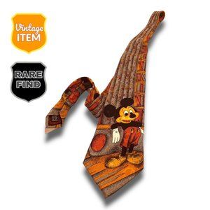 Disney Mickey Mouse Vintage Silk Neck Tie. Made In Italy! PURE SILK! Rare!